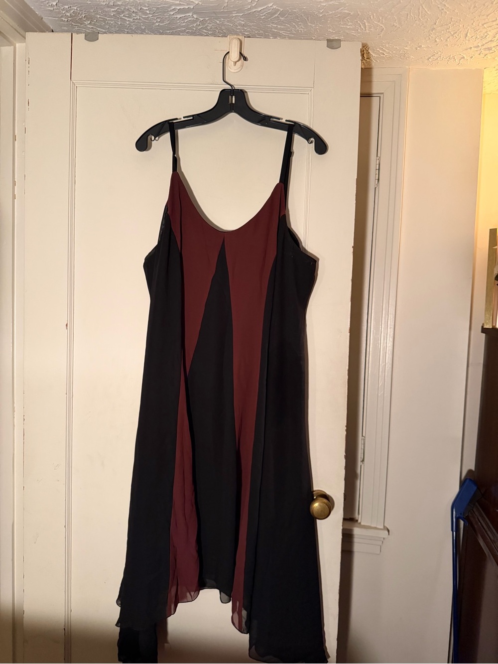 Lane Bryant Black and Burgundy Colorblock Midi Slip Dress